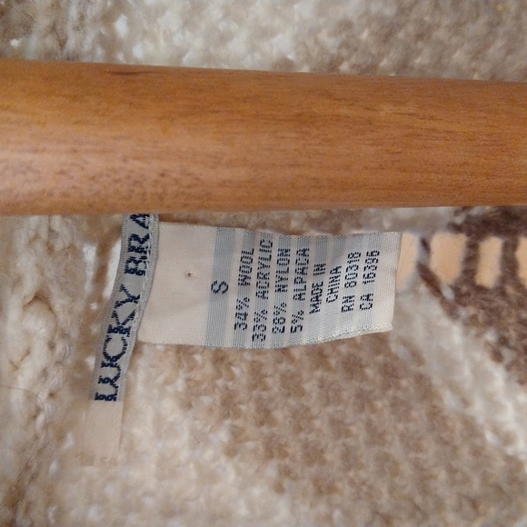 Small lucky brand long knit cardigan with belt cream tan brown chevron boho feel - Picture 2 of 5